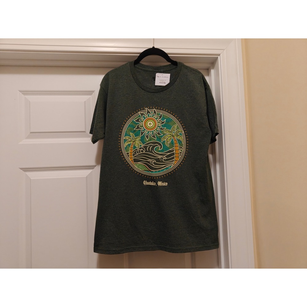 Yacht Club‎ Mens Huatulco Mexico Graphic T-Shirt Heather Green Medium NWT